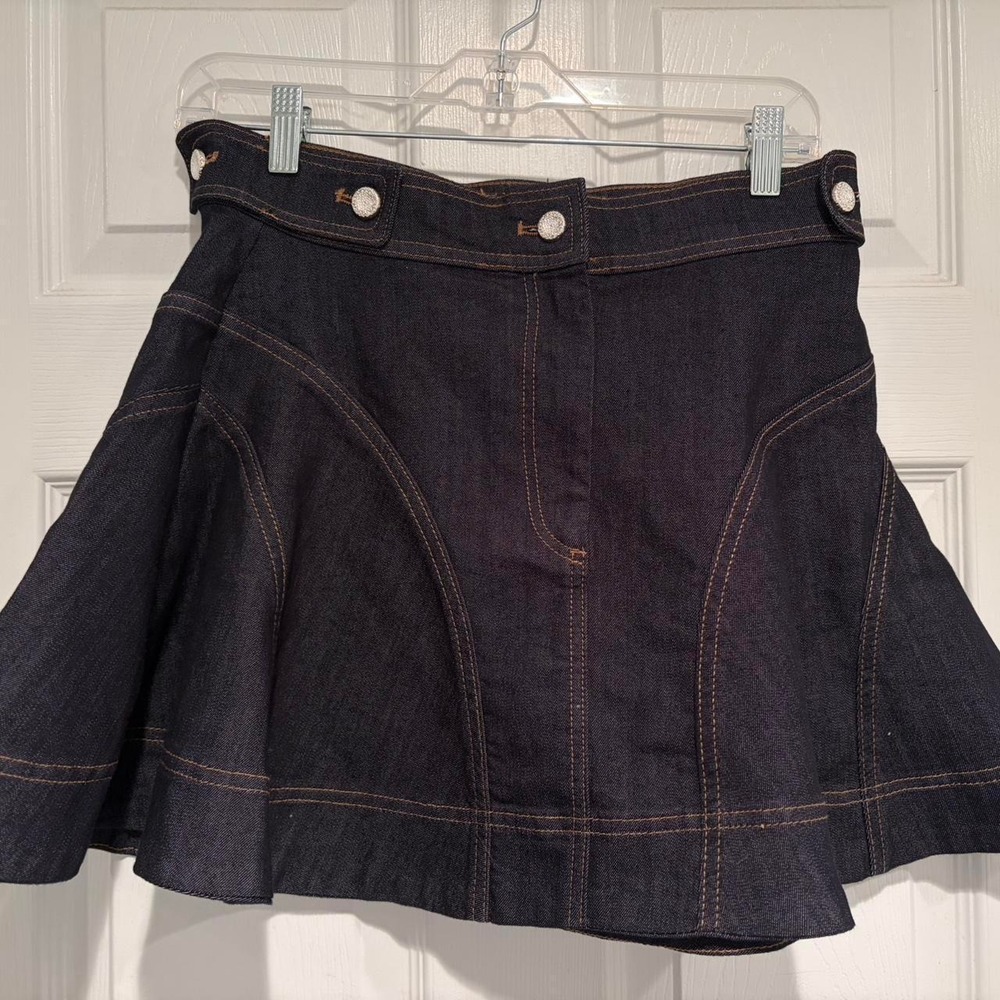 Pilcro Anthropologie Denim Mini‎ Skirt Dark Wash Y2K Preppy A-Line Size 6 NWT